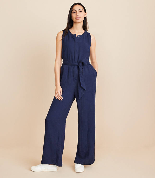 Dotted Foliage Halter Jumpsuit - Black