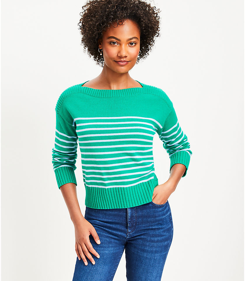 Petite Striped Boatneck Sweater