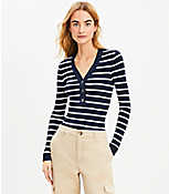 Petite Stripe Ribbed Henley Sweater carousel Product Image 1