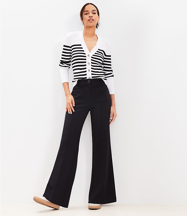 Petite Pintucked Patch Pocket Flare Pants in Doubleface image number 1