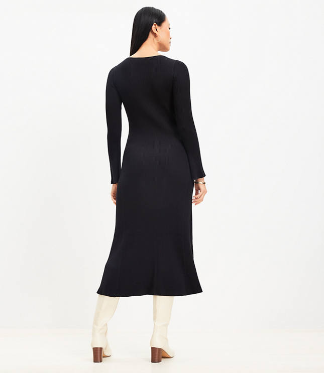 Petite Boatneck Flare Midi Sweater Dress