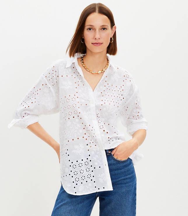 Eyelet Oversized Shirt