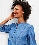 Petite Chambray Bubble Sleeve Top carousel Product Image 2