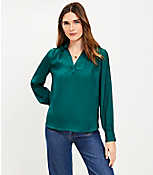 Petite Collared V-Neck Blouse carousel Product Image 1