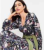 Petite Floral Shirred Flounce Midi Dress carousel Product Image 2