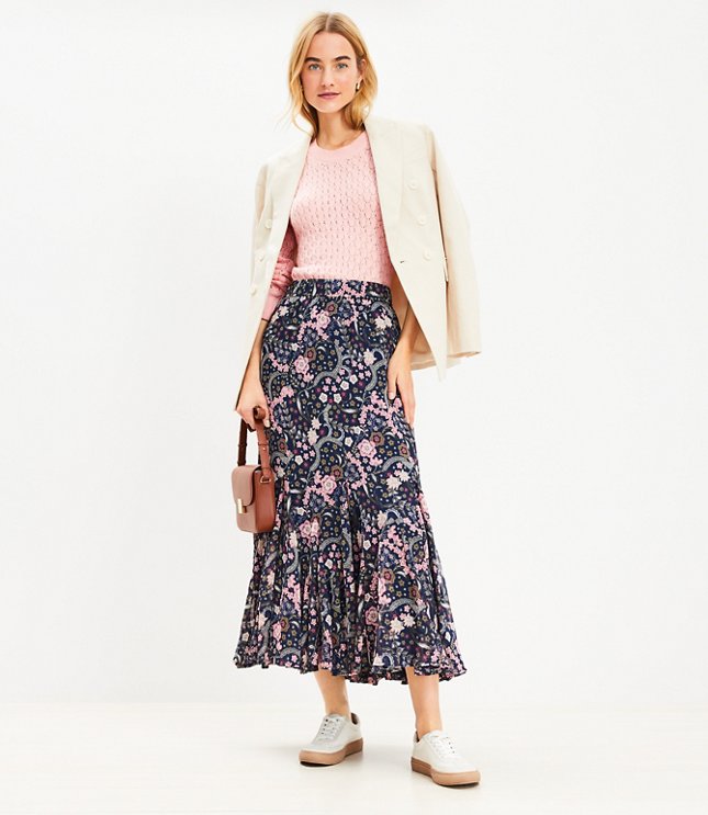 Petite Bloom Godet Midi Skirt