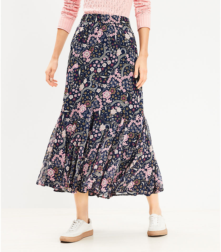 Petite Bloom Godet Midi Skirt