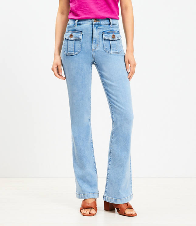 Flip Cuff High Rise Wide Leg Jeans in Light Wash - Light Wash