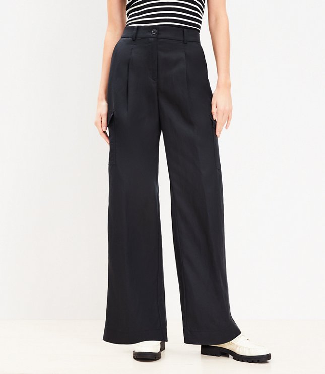 Tall Curvy Palmer Wide Leg Crop Pants in Faux Leather