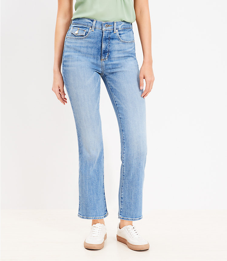 Petite Flap Coin Pocket High Rise Kick Crop Jeans in Luxe Medium Wash image number 0