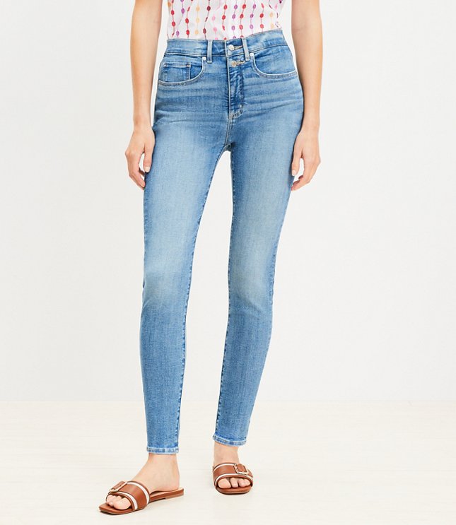 Double Shank High Rise Skinny Jeans in Luxe Medium Wash