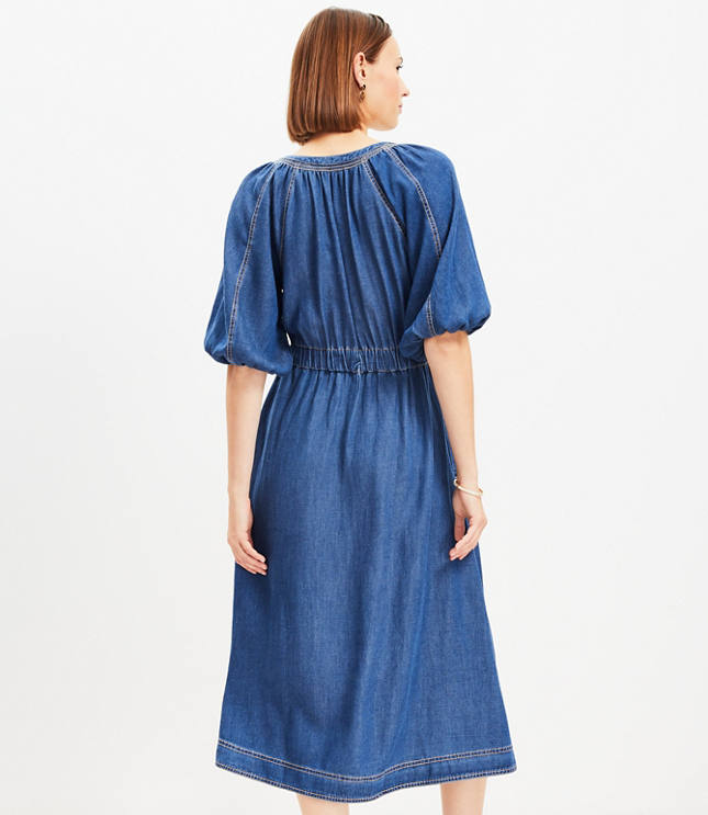 Petite Chambray Pocket Midi Dress - image 3