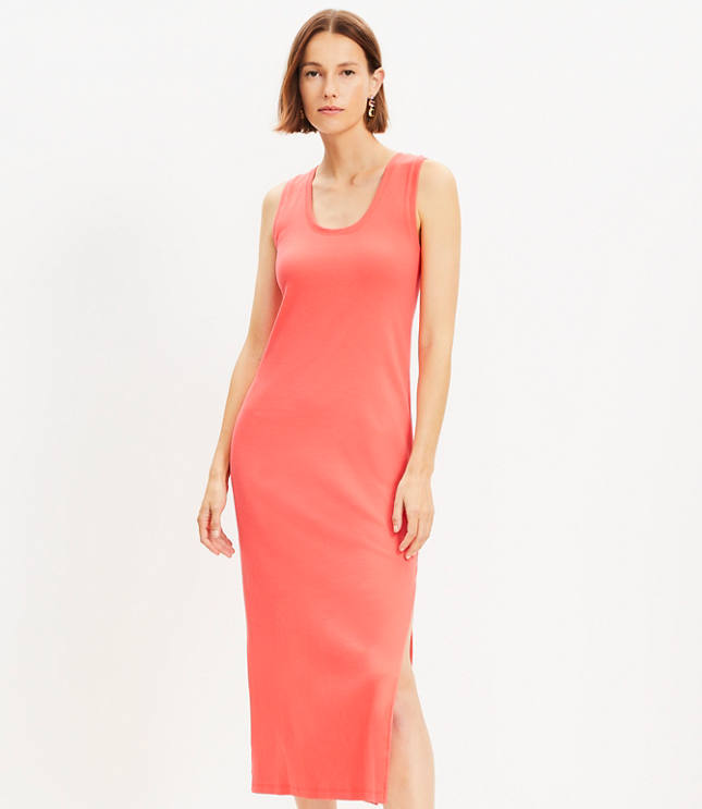 LOFT Beach Strapless Mixed Media Pocket Midi Dress