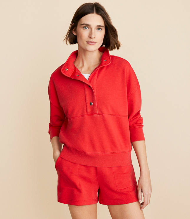Lou & Grey Snap Washed Cozy Cotton Sweatshirt carousel Product Image 1