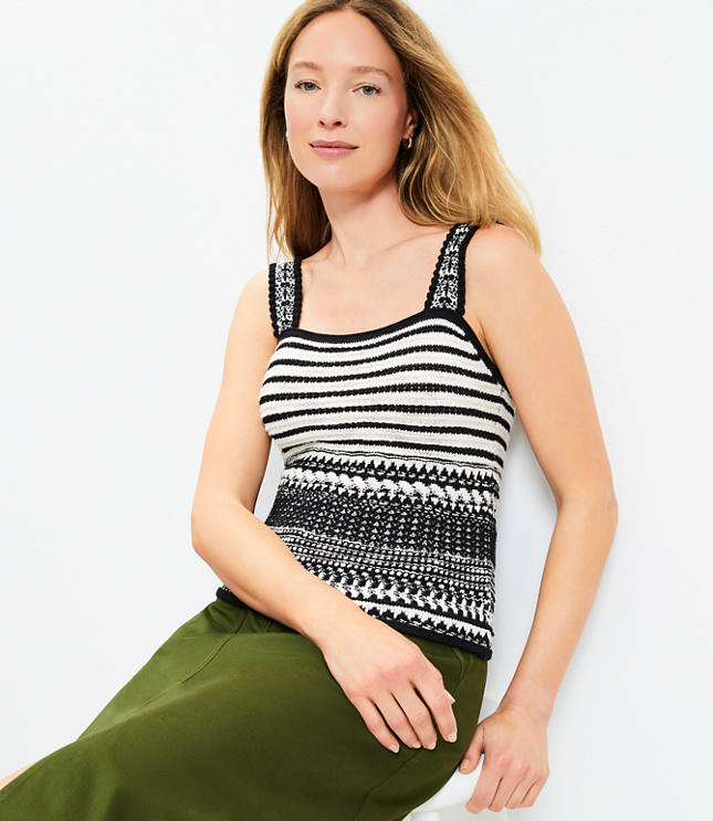 Crochet Scoop Neck Sweater Tank Top - Cacao Nib