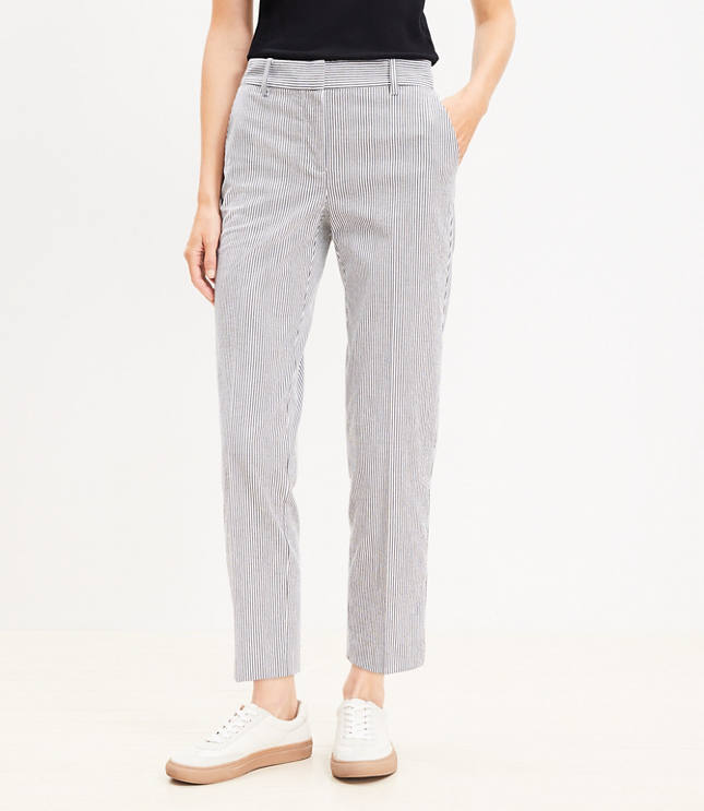 Petite Riviera Slim Pants in Seersucker Stripe