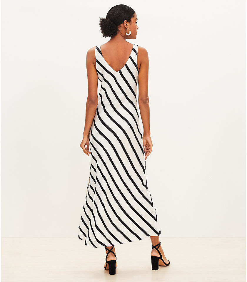 Petite Striped Bias Midi Slip Dress