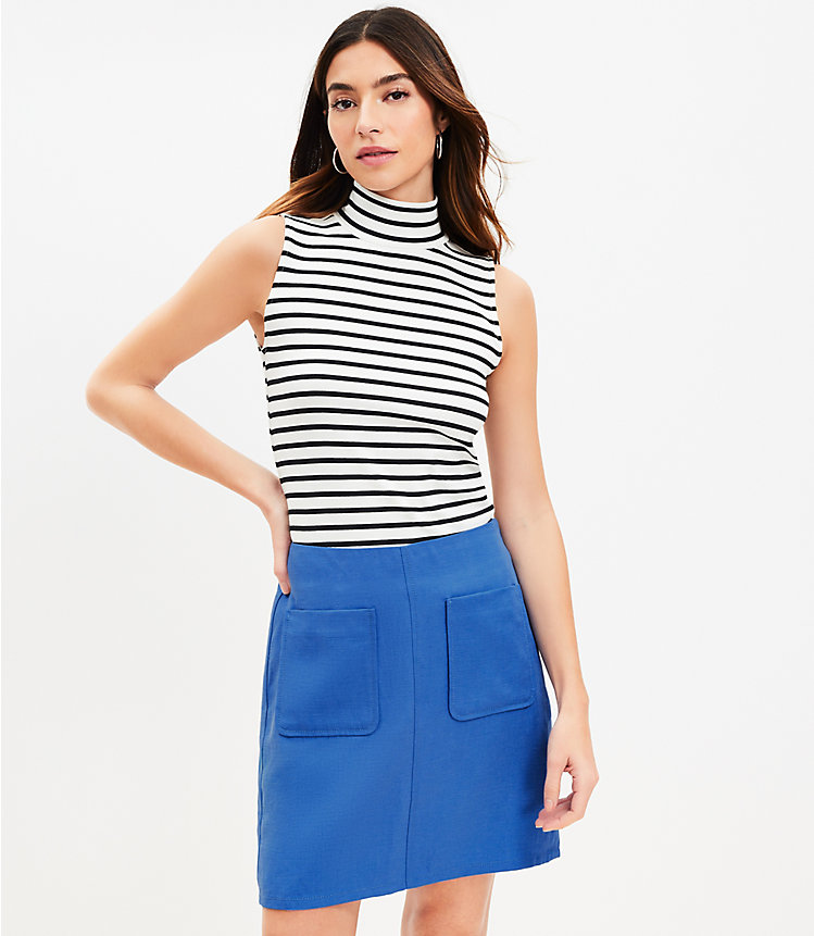 Striped Perfect Ribbed Mock Neck Tank Top image number 2