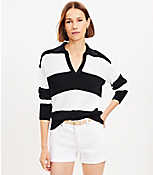 Petite Rugby Stripe Collared Sweater carousel Product Image 1