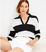 Petite Rugby Stripe Collared Sweater carousel Product Image 2
