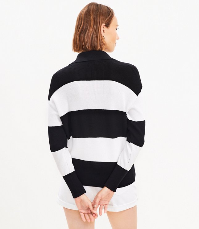 Petite Rugby Stripe Collared Sweater