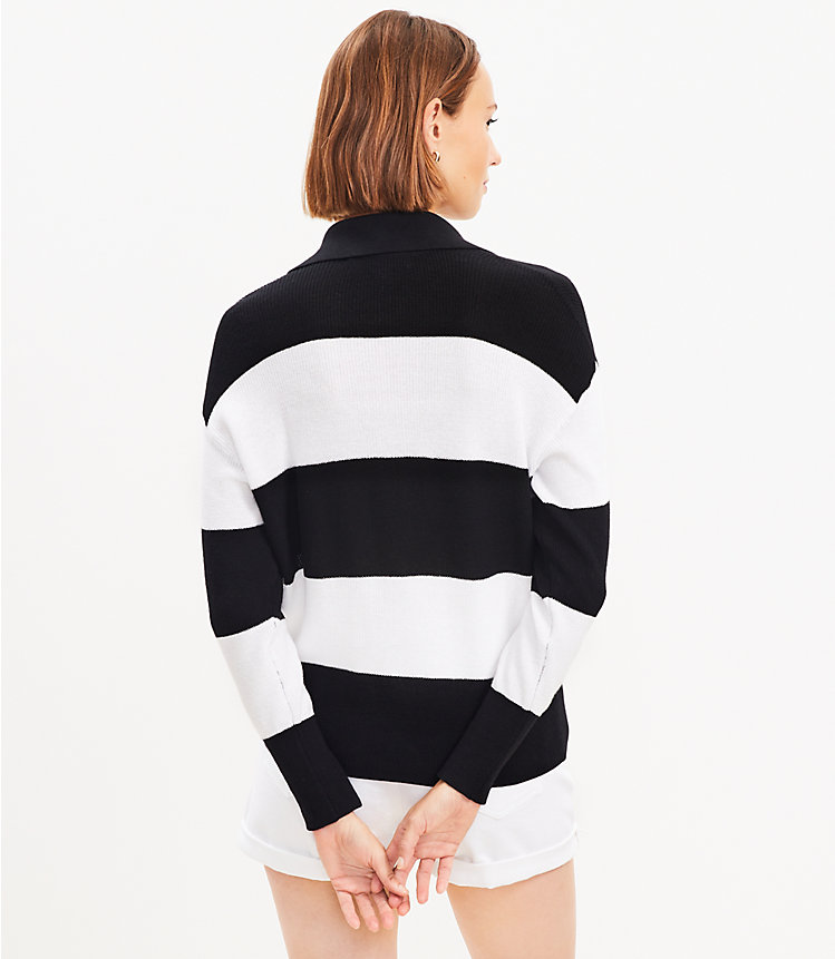 Petite Rugby Stripe Collared Sweater image number 2