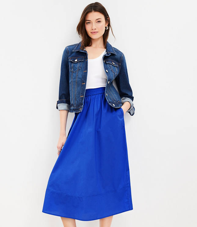 Petite Poplin Midi Skirt