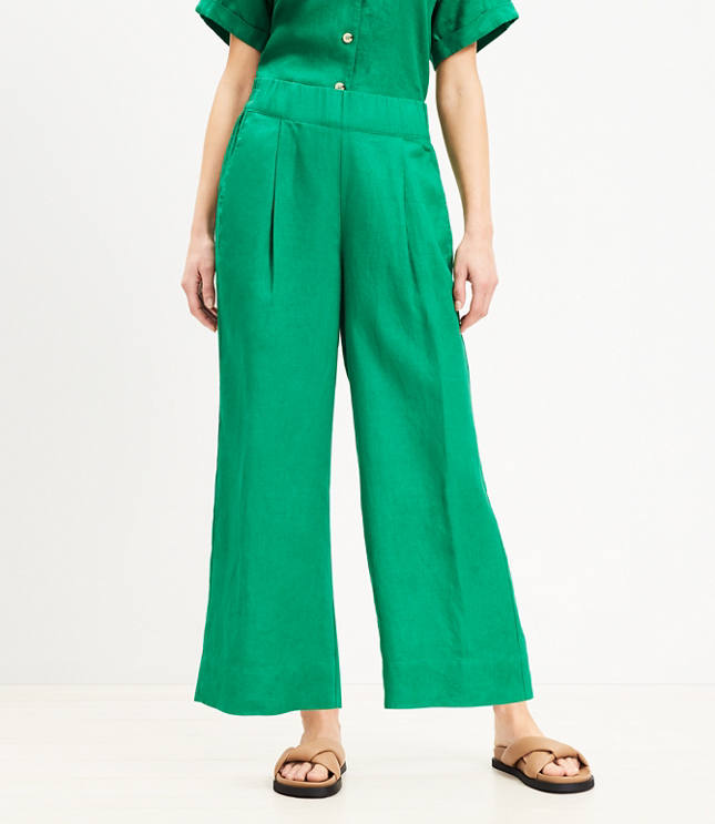 LOFT Beach Wide Leg Linen Pants