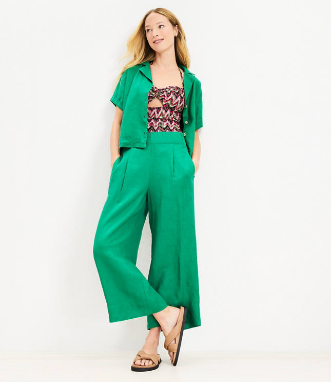 LOFT Beach Wide Leg Linen Pants