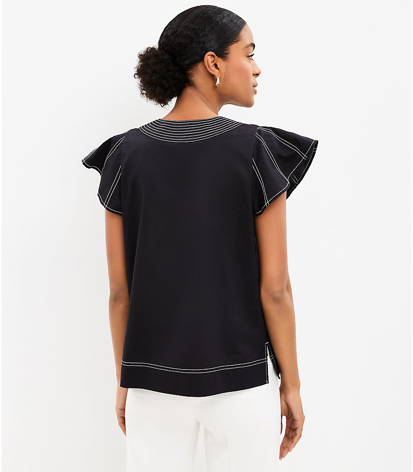 Stitched Flutter Sleeve Top