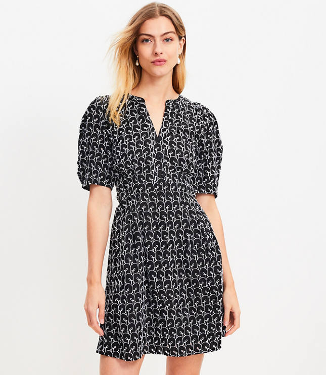 Dobby Button Swing Shirtdress