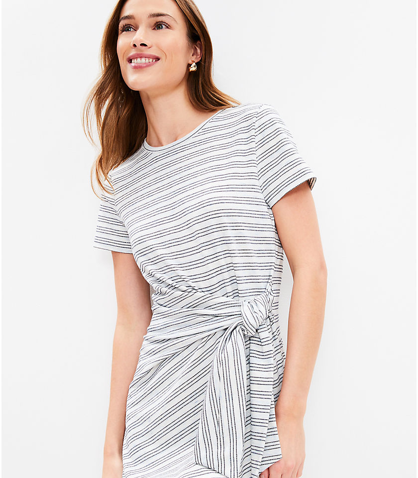 Petite Striped Side Tie Shift Dress