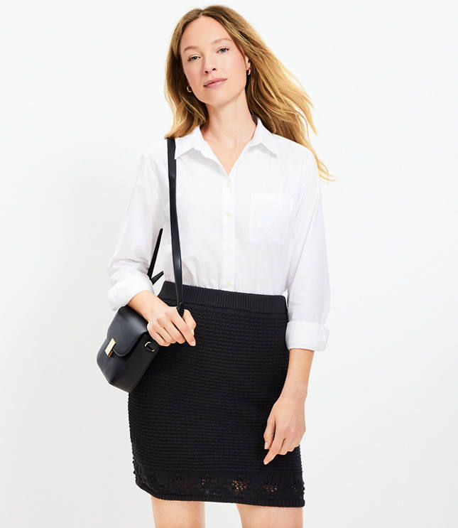 Tweed Flap Pocket Skirt - Black/White Multi