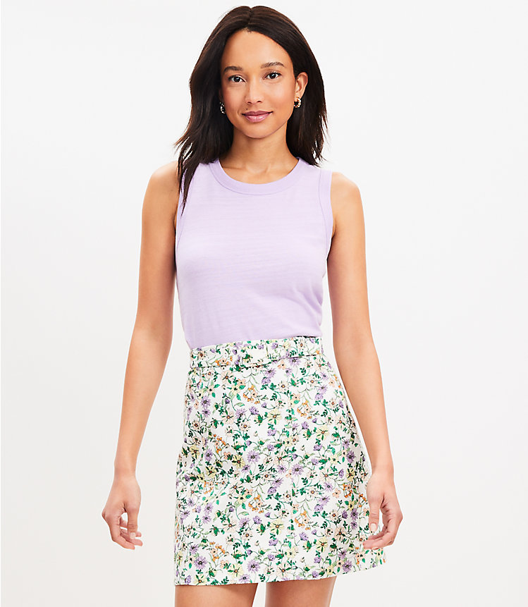 Petite Seamed Belted Cotton Linen Skirt image number 0