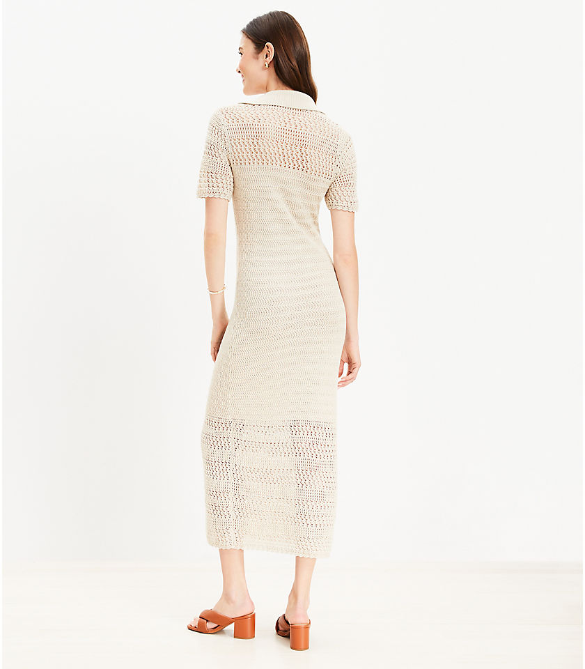 LOFT Beach Crochet Short Sleeve Maxi Dress