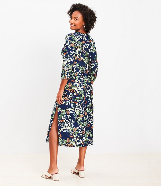 Petite Leafed Tie Front Midi Dress