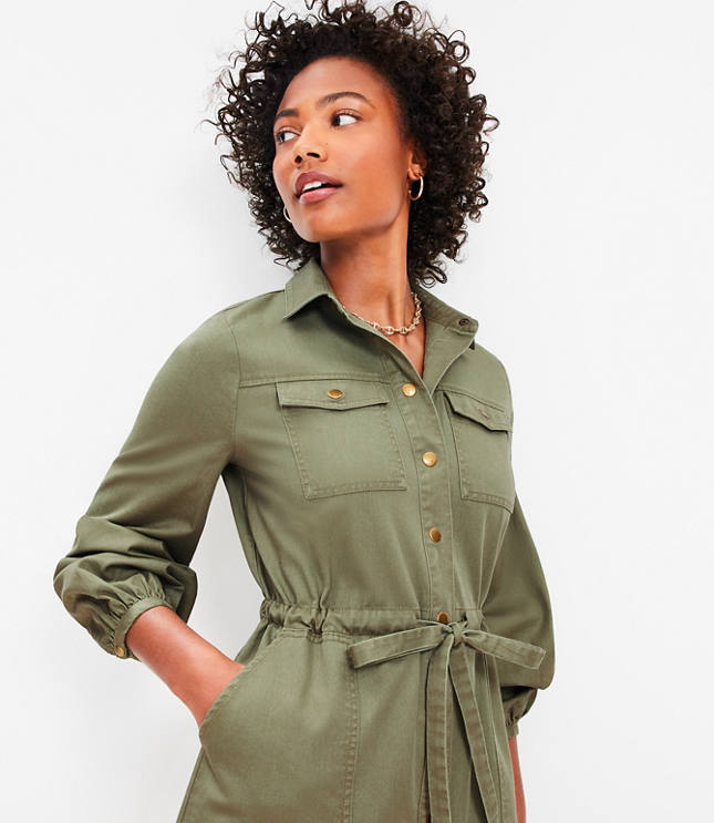 Petite Button Pocket Shirtdress