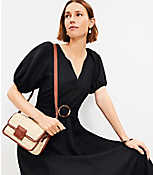 Petite Linen Blend Belted Puff Sleeve Dress carousel Product Image 2