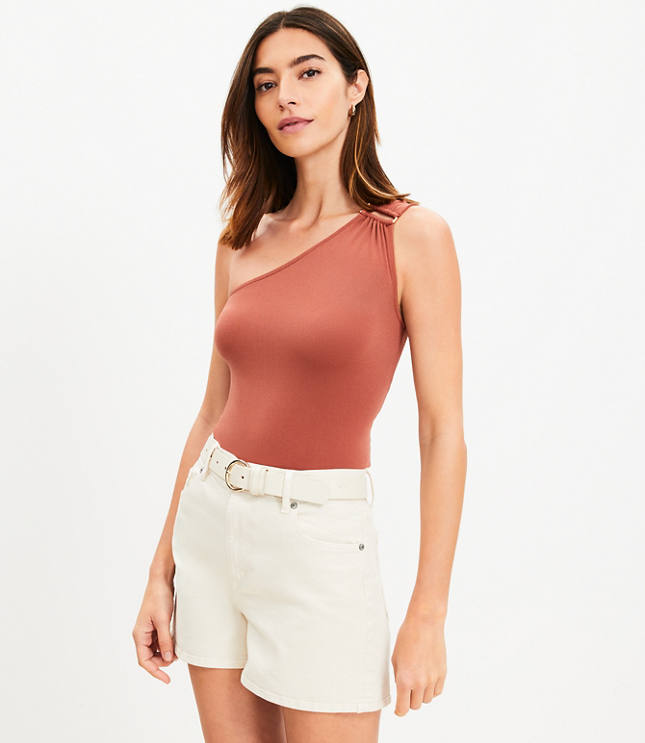 Dot Print Bow One Shoulder Top | New York & Company