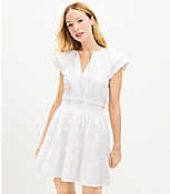 LOFT Smocked Tiered Tie Neck Dress carousel Product Image 1