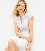 LOFT Smocked Tiered Tie Neck Dress carousel Product Image 2