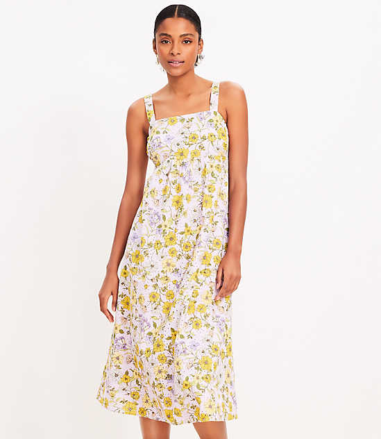 Petite Floral Embroidered Strappy Midi Dress