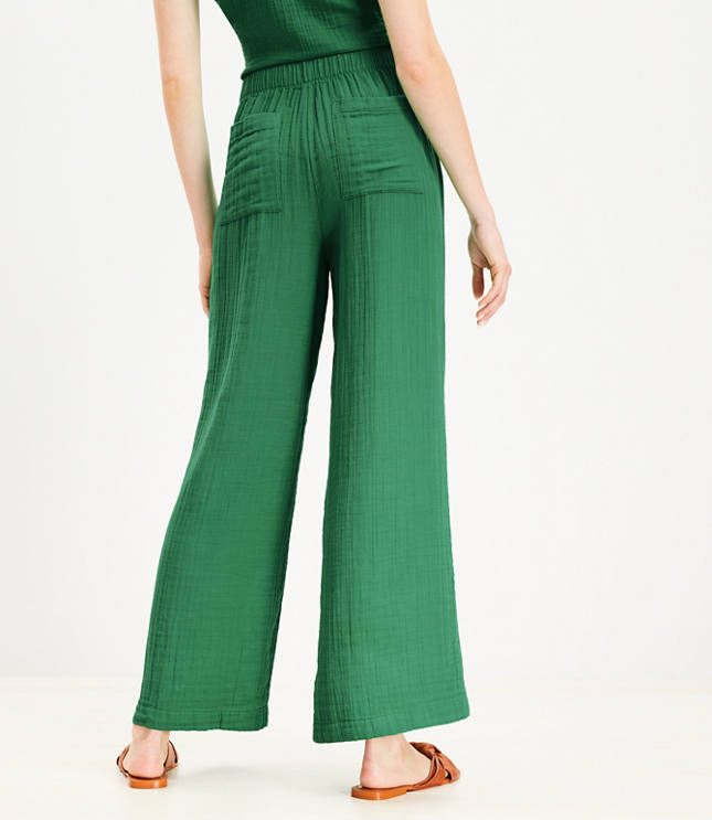 LOFT Beach Ruched Wide Leg Jumpsuit