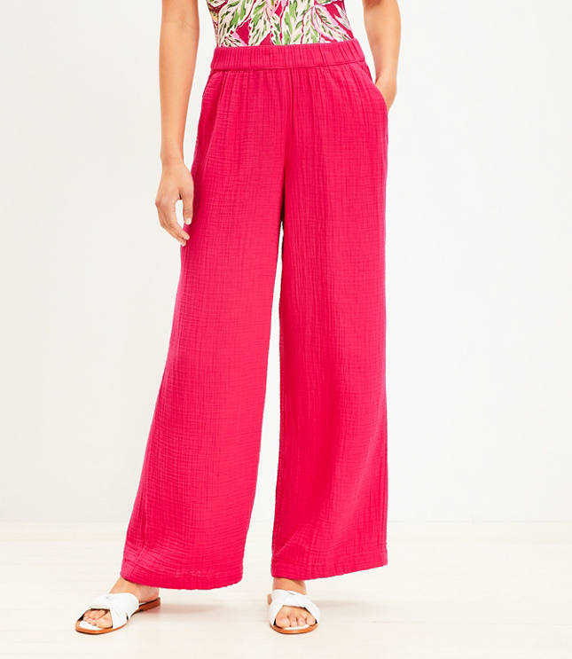 LOFT Beach Ruched Wide Leg Jumpsuit