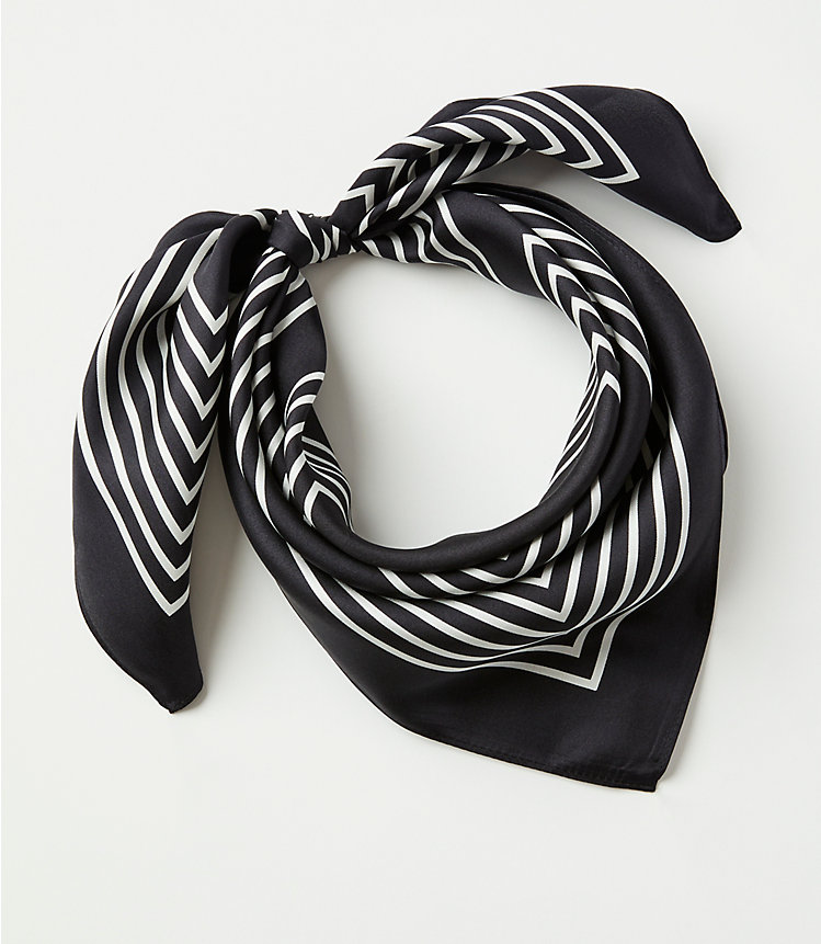 Striped Square Silk Scarf image number null
