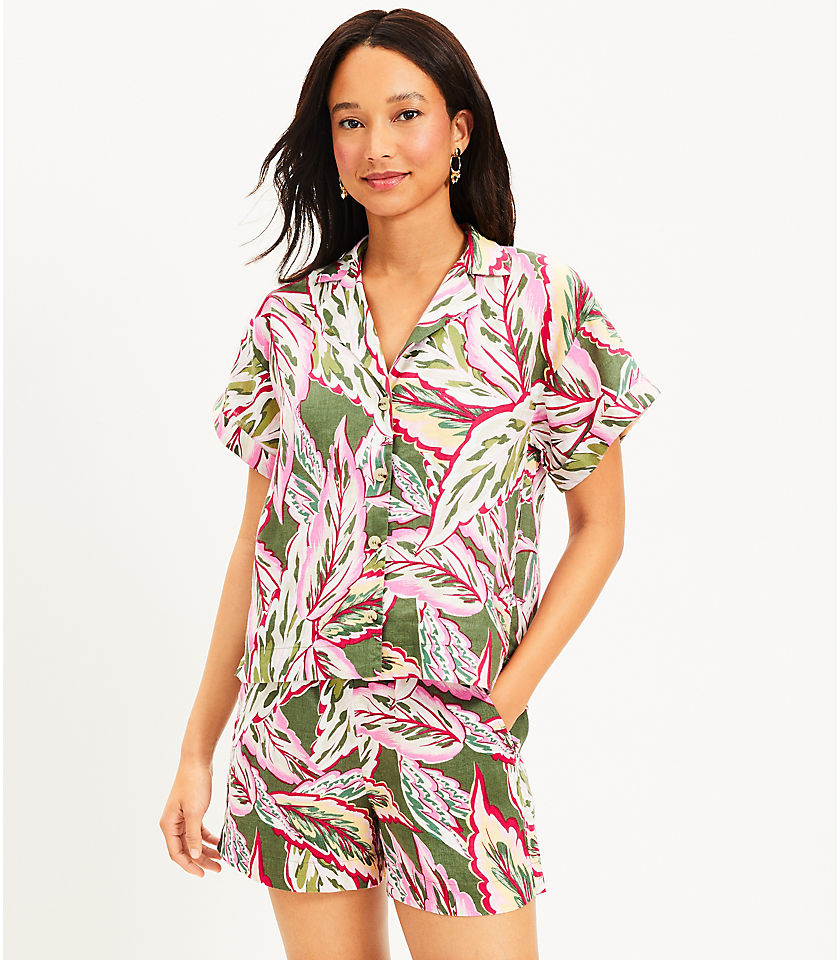 LOFT Beach Palm Linen Shirt