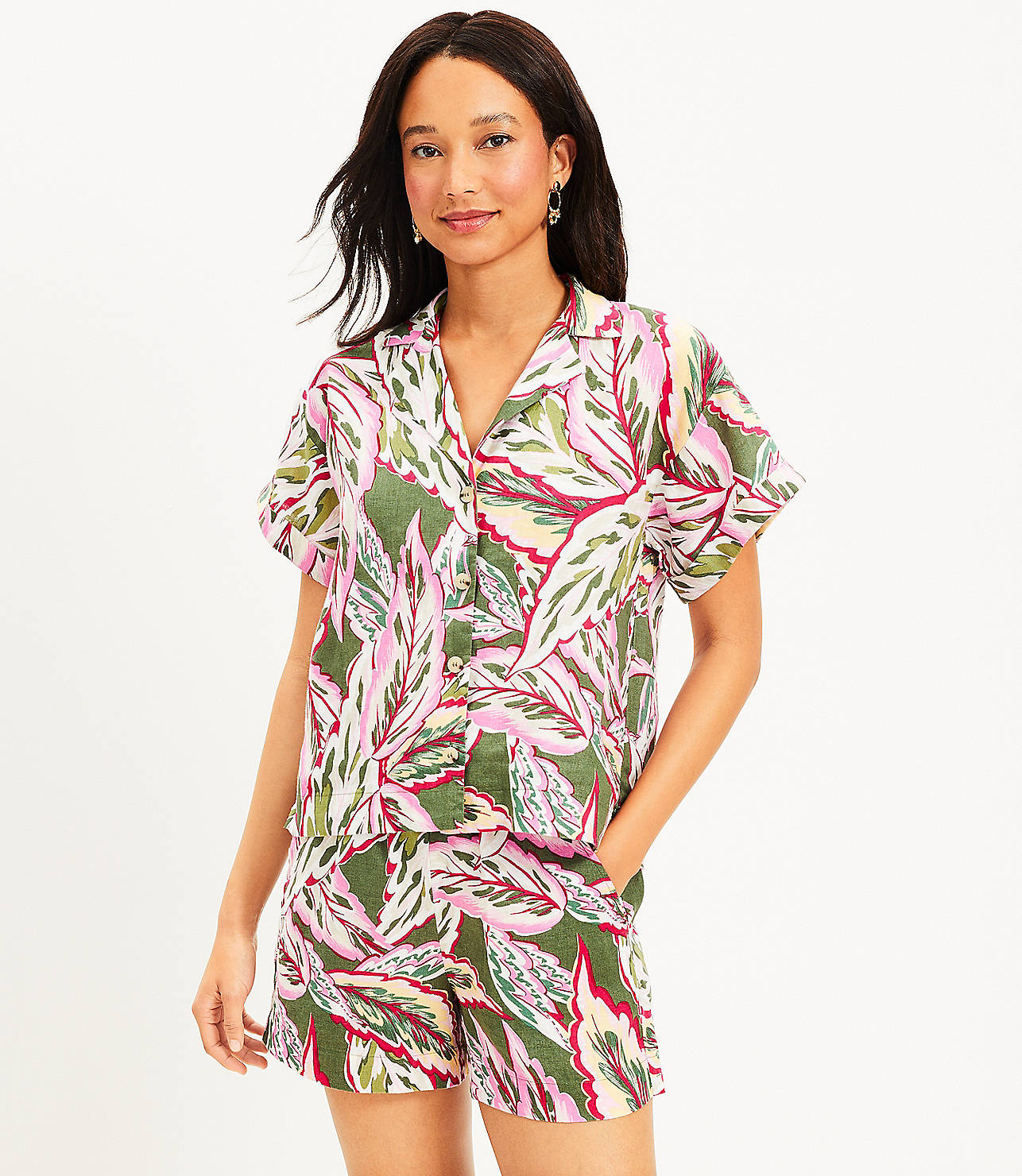 LOFT Beach Palm Linen Shirt