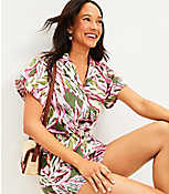 LOFT Beach Palm Linen Shirt carousel Product Image 2
