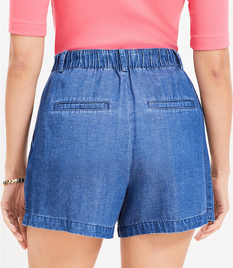 Petite Pleated Shorts in Chambray image number 2