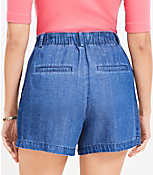 Petite Pleated Shorts in Chambray carousel Product Image 3